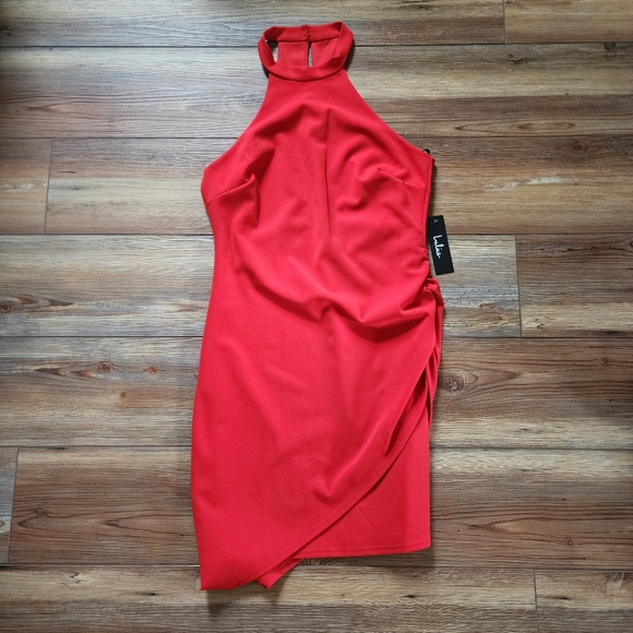 Lulus Dresses & Skirts - Lulu's Dress Womens M Red You Can't Ruche Love Ruched Bodycon Halter NEW